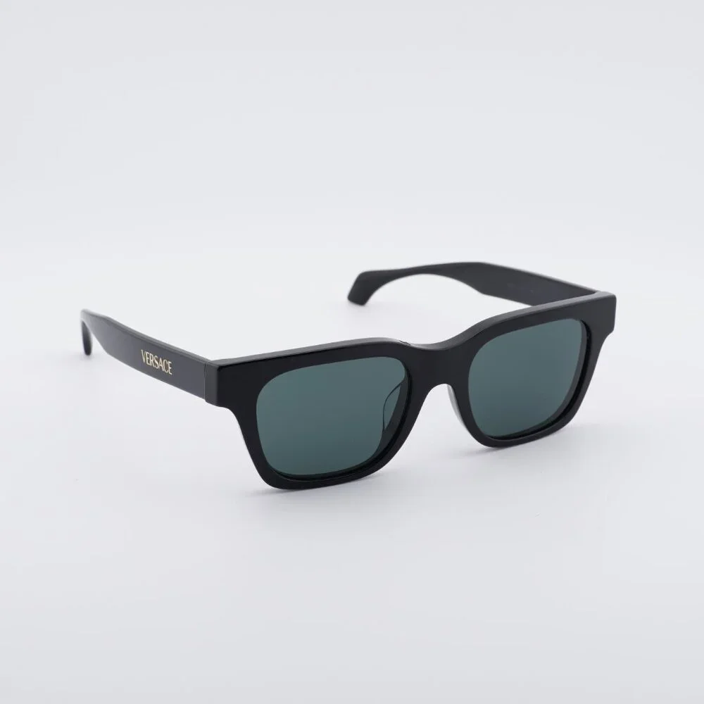Versace VE4486F GB1/87 Sunglasses Shiny Black Square Frame, Dark Grey Lenses